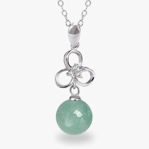 Jade Necklace, Sterling Silver Chain, NEW